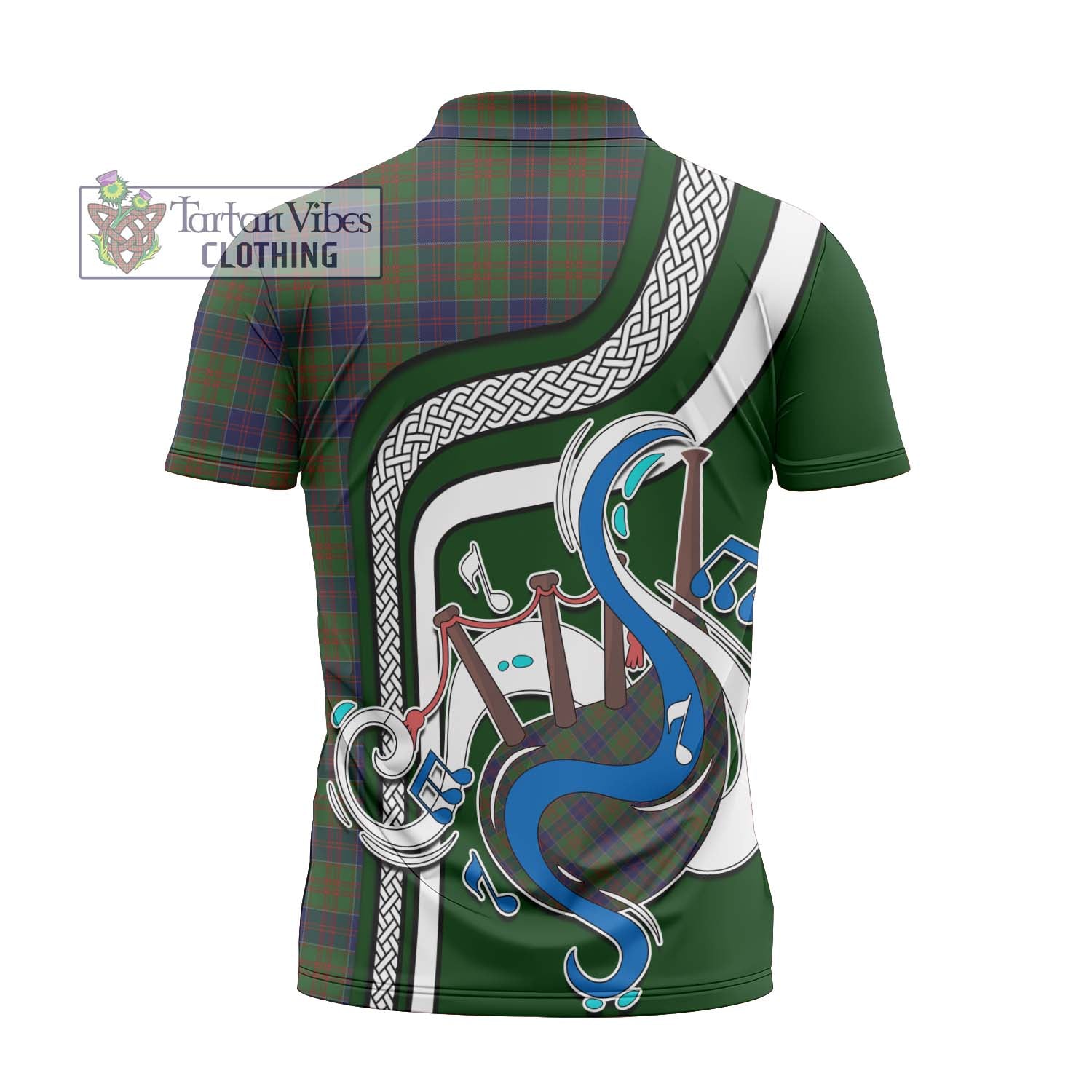 Tartan Vibes Clothing Stewart of Appin Hunting Tartan Zipper Polo Shirt with Epic Bagpipe Style