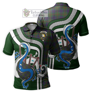 Stewart of Appin Hunting Tartan Polo Shirt with Epic Bagpipe Style