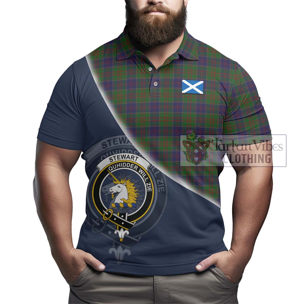 Tartan Vibes Clothing Stewart of Appin Hunting Tartan Polo Shirt with Personalised National Flag and Family Crest Half Style