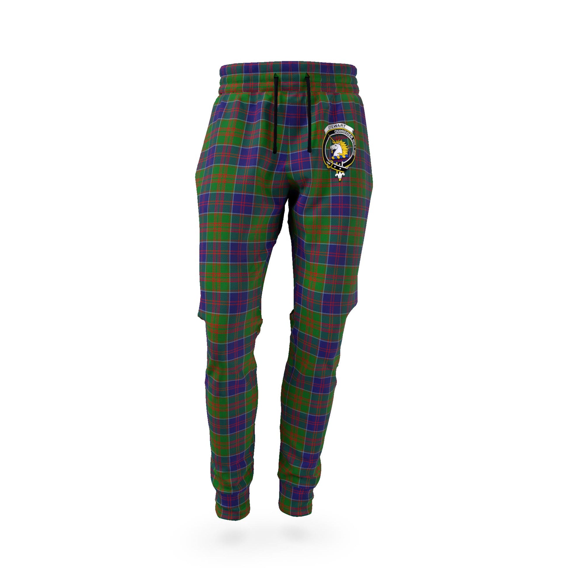 Stewart of Appin Hunting Tartan Joggers Pants with Family Crest - Tartanvibesclothing Shop