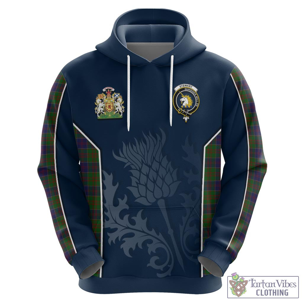 Tartan Vibes Clothing Stewart of Appin Hunting Tartan Hoodie with Family Crest and Scottish Thistle Vibes Sport Style