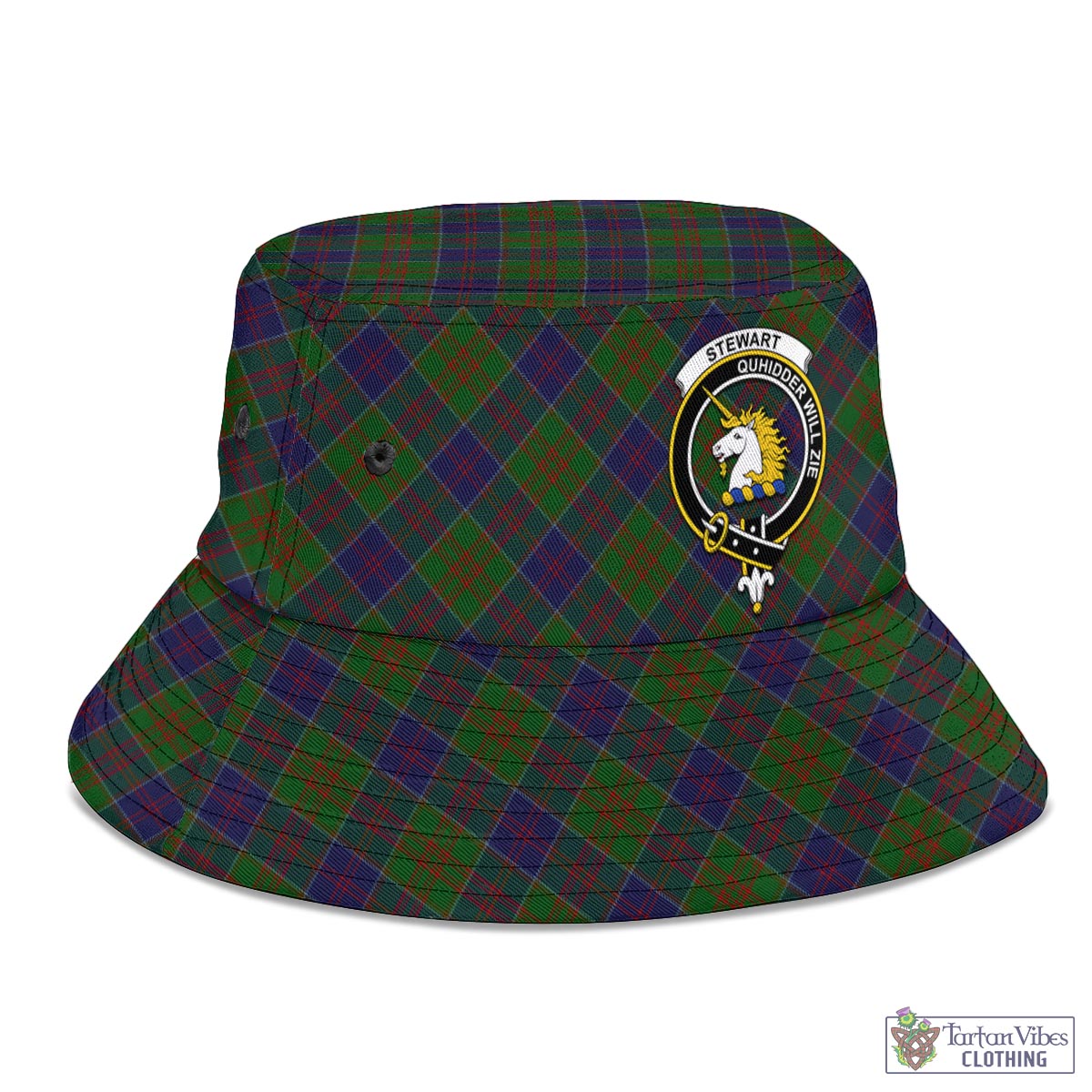 Tartan Vibes Clothing Stewart of Appin Hunting Tartan Bucket Hat with Family Crest