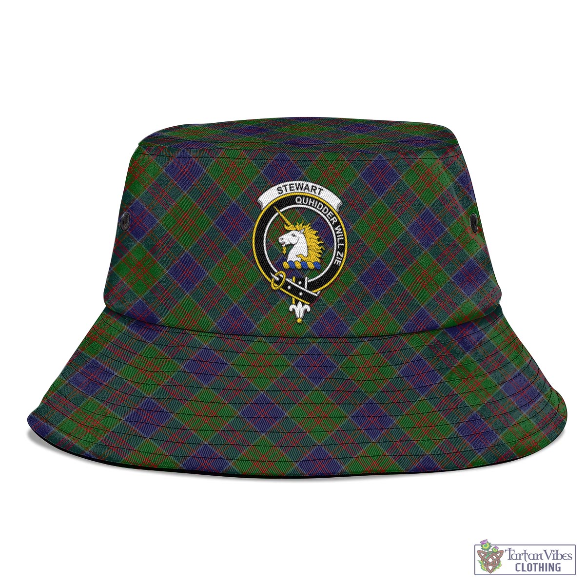 Tartan Vibes Clothing Stewart of Appin Hunting Tartan Bucket Hat with Family Crest