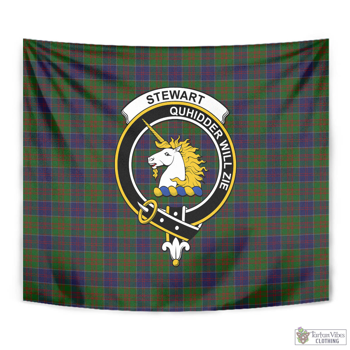 Tartan Vibes Clothing Stewart of Appin Hunting Tartan Tapestry Wall Hanging and Home Decor for Room with Family Crest