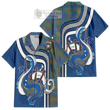 Stewart of Appin Hunting Ancient Tartan Short Sleeve Button Shirt with Epic Bagpipe Style