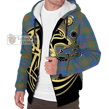 Stewart of Appin Hunting Ancient Tartan Sherpa Hoodie with Family Crest Celtic Wolf Style