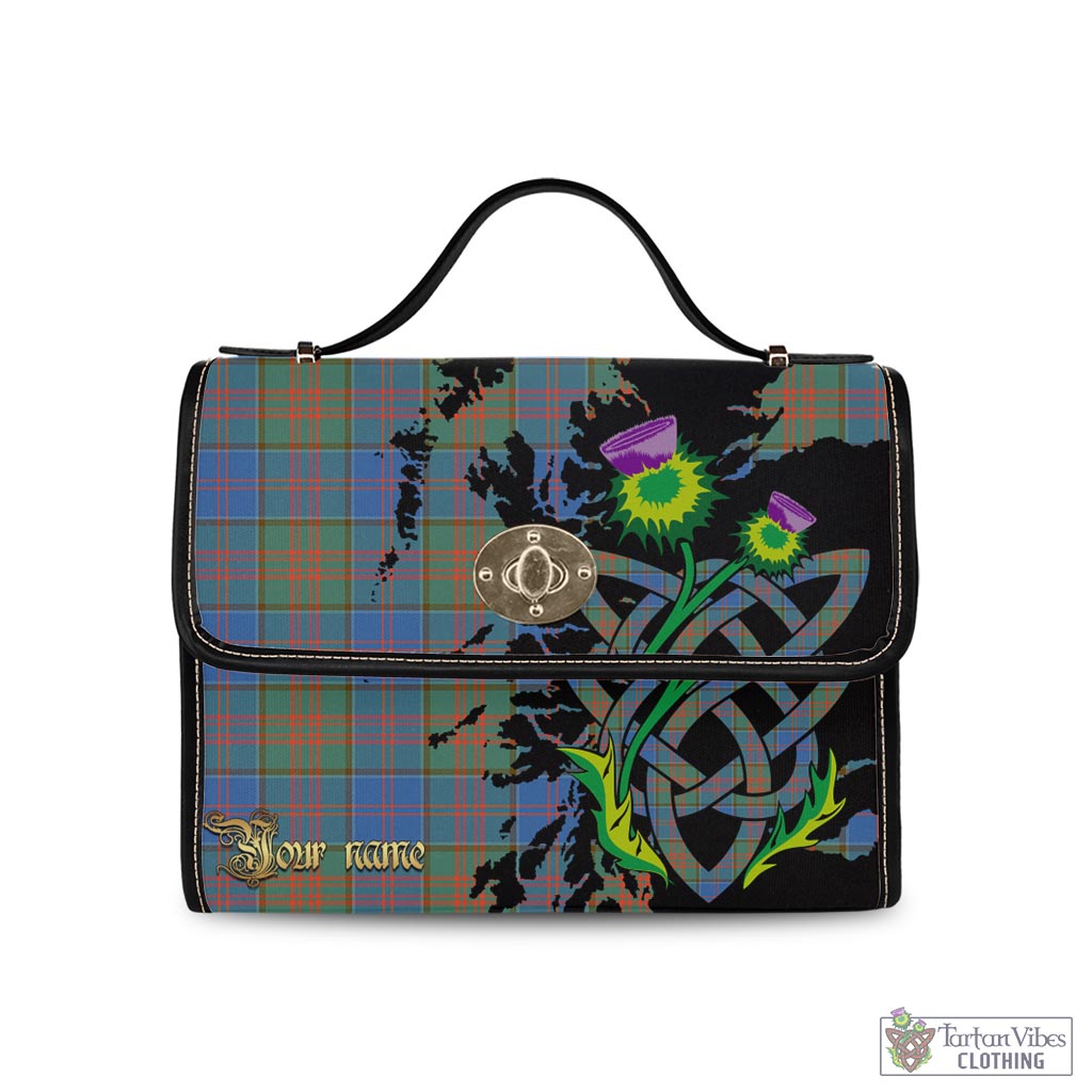 Tartan Vibes Clothing Stewart of Appin Hunting Ancient Tartan Waterproof Canvas Bag with Scotland Map and Thistle Celtic Accents