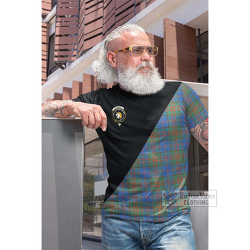 Stewart of Appin Hunting Ancient Tartan Cotton T-shirt with Family Crest and Military Logo Style