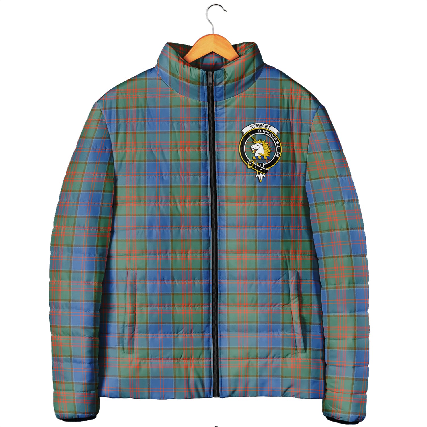 Stewart of Appin Hunting Ancient Tartan Padded Jacket with Family Crest Men's Padded Jacket - Tartan Vibes Clothing