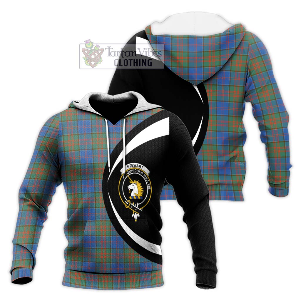 Stewart of Appin Hunting Ancient Tartan Knitted Hoodie with Family Crest Circle Style Unisex Knitted Pullover Hoodie - Tartan Vibes Clothing