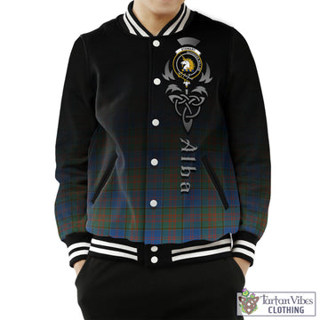 Stewart of Appin Hunting Ancient Tartan Baseball Jacket Featuring Alba Gu Brath Family Crest Celtic Inspired