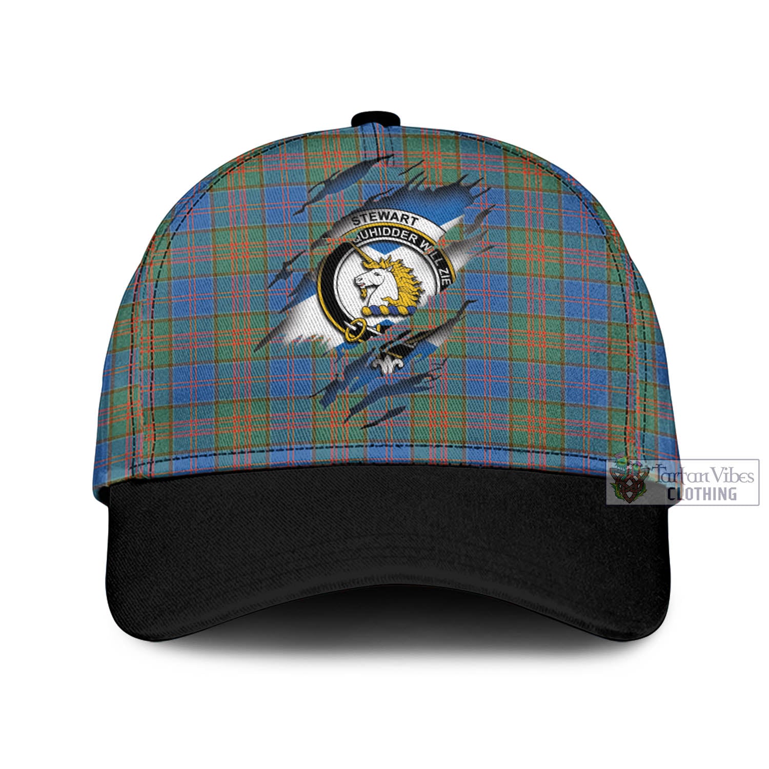 Tartan Vibes Clothing Stewart of Appin Hunting Ancient Tartan Classic Cap with Family Crest In Me Style