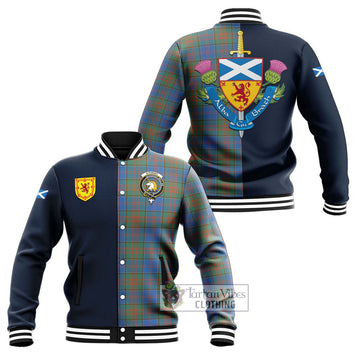 Stewart of Appin Hunting Ancient Tartan Baseball Jacket Alba with Scottish Lion Royal Arm Half Style