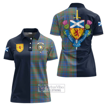 Stewart of Appin Hunting Ancient Tartan Women's Polo Shirt Alba with Scottish Lion Royal Arm Half Style