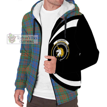 Stewart of Appin Hunting Ancient Tartan Sherpa Hoodie with Family Crest Circle Style