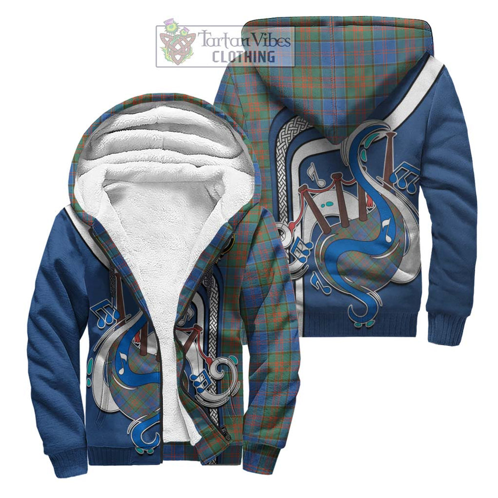 Stewart of Appin Hunting Ancient Tartan Sherpa Hoodie with Epic Bagpipe Style Unisex S - Tartanvibesclothing Shop