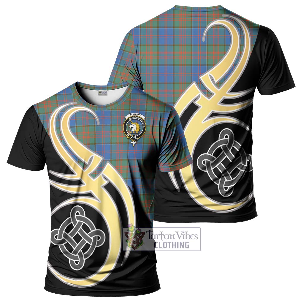 Tartan Vibes Clothing Stewart of Appin Hunting Ancient Tartan T-Shirt with Family Crest and Celtic Symbol Style