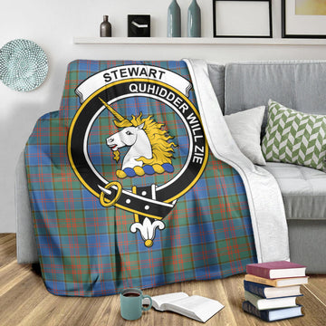 Stewart of Appin Hunting Ancient Tartan Blanket with Family Crest