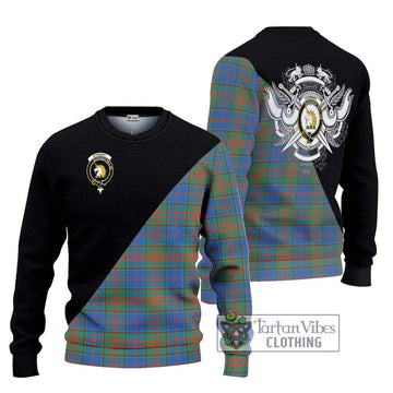 Stewart of Appin Hunting Ancient Tartan Ugly Sweater with Family Crest and Military Logo Style