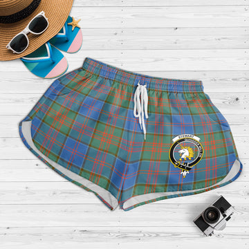 Stewart of Appin Hunting Ancient Tartan Womens Shorts with Family Crest