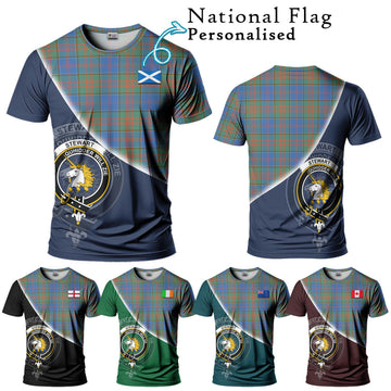 Stewart of Appin Hunting Ancient Tartan T-Shirt with Personalised National Flag and Family Crest Half Style