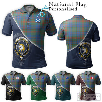 Stewart of Appin Hunting Ancient Tartan Polo Shirt with Personalised National Flag and Family Crest Half Style