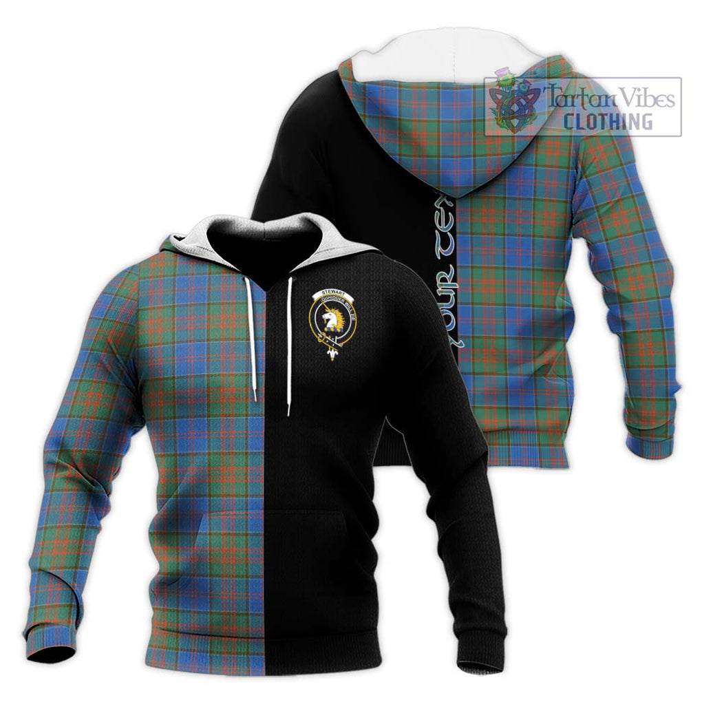 Stewart of Appin Hunting Ancient Tartan Knitted Hoodie with Family Crest and Half Of Me Style Unisex Knitted Pullover Hoodie - Tartanvibesclothing Shop