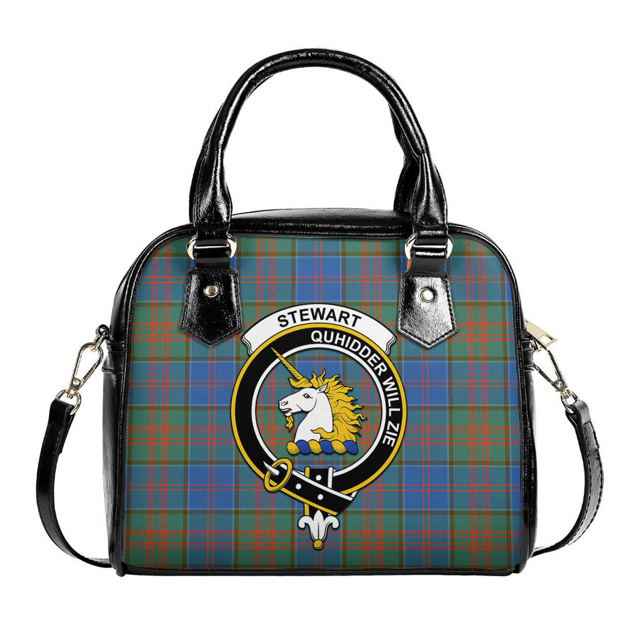 Stewart of Appin Hunting Ancient Tartan Shoulder Handbags with Family Crest One Size 6*25*22 cm - Tartanvibesclothing