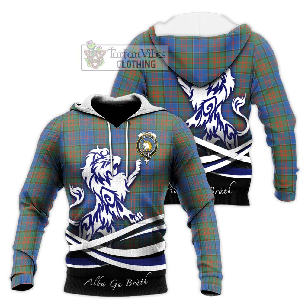 Stewart of Appin Hunting Ancient Tartan Knitted Hoodie with Alba Gu Brath Regal Lion Emblem Unisex Knitted Pullover Hoodie - Tartanvibesclothing Shop