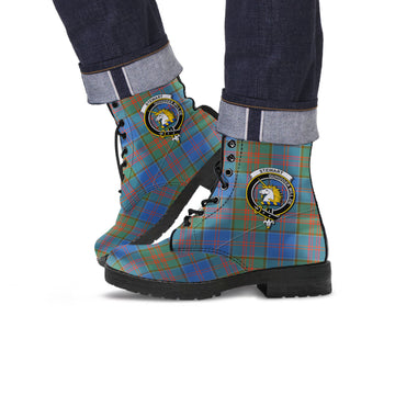 Stewart of Appin Hunting Ancient Tartan Leather Boots with Family Crest