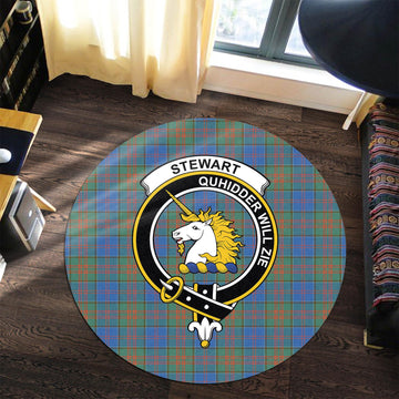 Stewart of Appin Hunting Ancient Tartan Round Rug with Family Crest