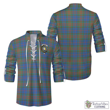 Stewart of Appin Hunting Ancient Tartan Men's Scottish Traditional Jacobite Ghillie Kilt Shirt with Family Crest