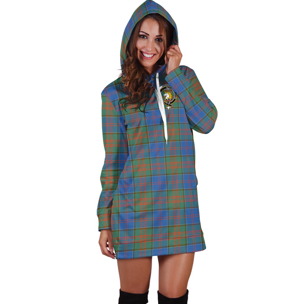 Stewart of Appin Hunting Ancient Tartan Hoodie Dress with Family Crest - Tartan Vibes Clothing