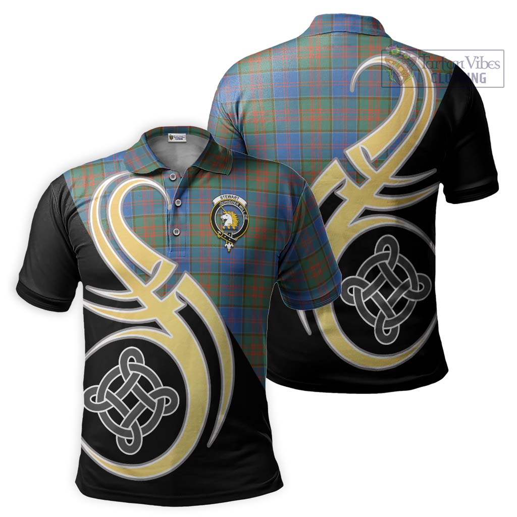 Tartan Vibes Clothing Stewart of Appin Hunting Ancient Tartan Polo Shirt with Family Crest and Celtic Symbol Style