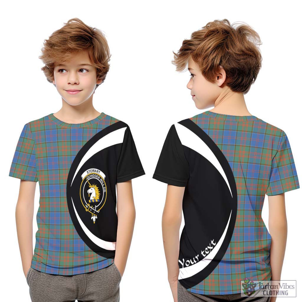 Stewart of Appin Hunting Ancient Tartan Kid T-Shirt with Family Crest Circle Style Youth XL Size14 - Tartan Vibes Clothing