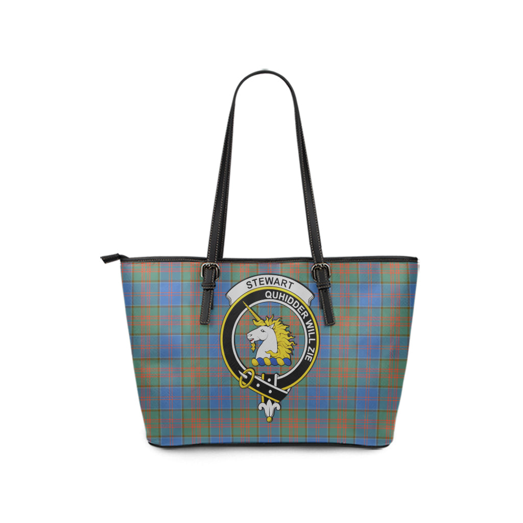 Stewart of Appin Hunting Ancient Tartan Leather Tote Bag with Family Crest - Tartan Vibes Clothing