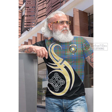 Stewart of Appin Hunting Ancient Tartan Cotton T-shirt with Family Crest and Celtic Symbol Style