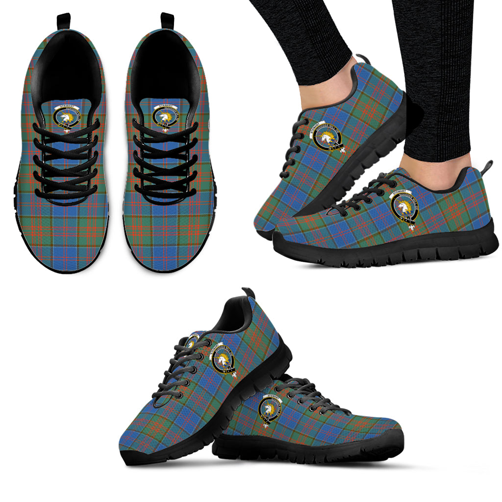 Stewart of Appin Hunting Ancient Tartan Sneakers with Family Crest - Tartan Vibes Clothing