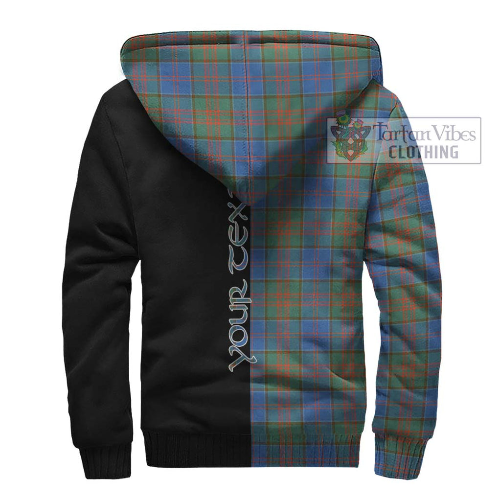 Stewart of Appin Hunting Ancient Tartan Sherpa Hoodie with Family Crest and Half Of Me Style - Tartanvibesclothing Shop