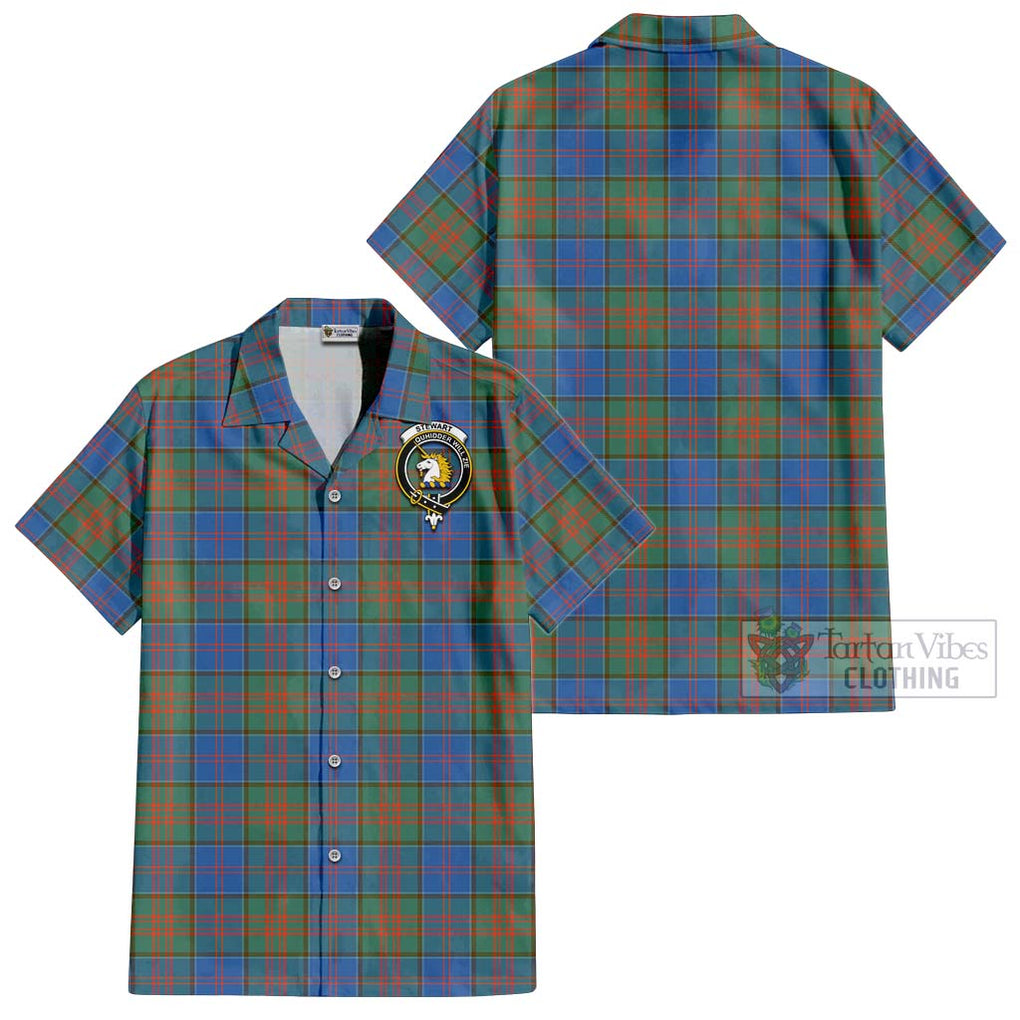 Stewart of Appin Hunting Ancient Tartan Cotton Hawaiian Shirt with Family Crest Kid - Tartan Vibes Clothing