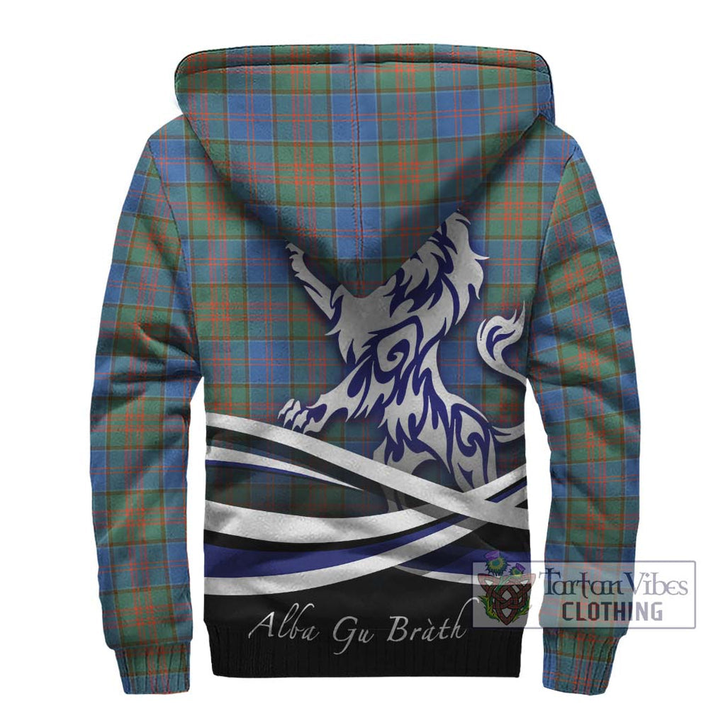 Stewart of Appin Hunting Ancient Tartan Sherpa Hoodie with Alba Gu Brath Regal Lion Emblem - Tartanvibesclothing Shop