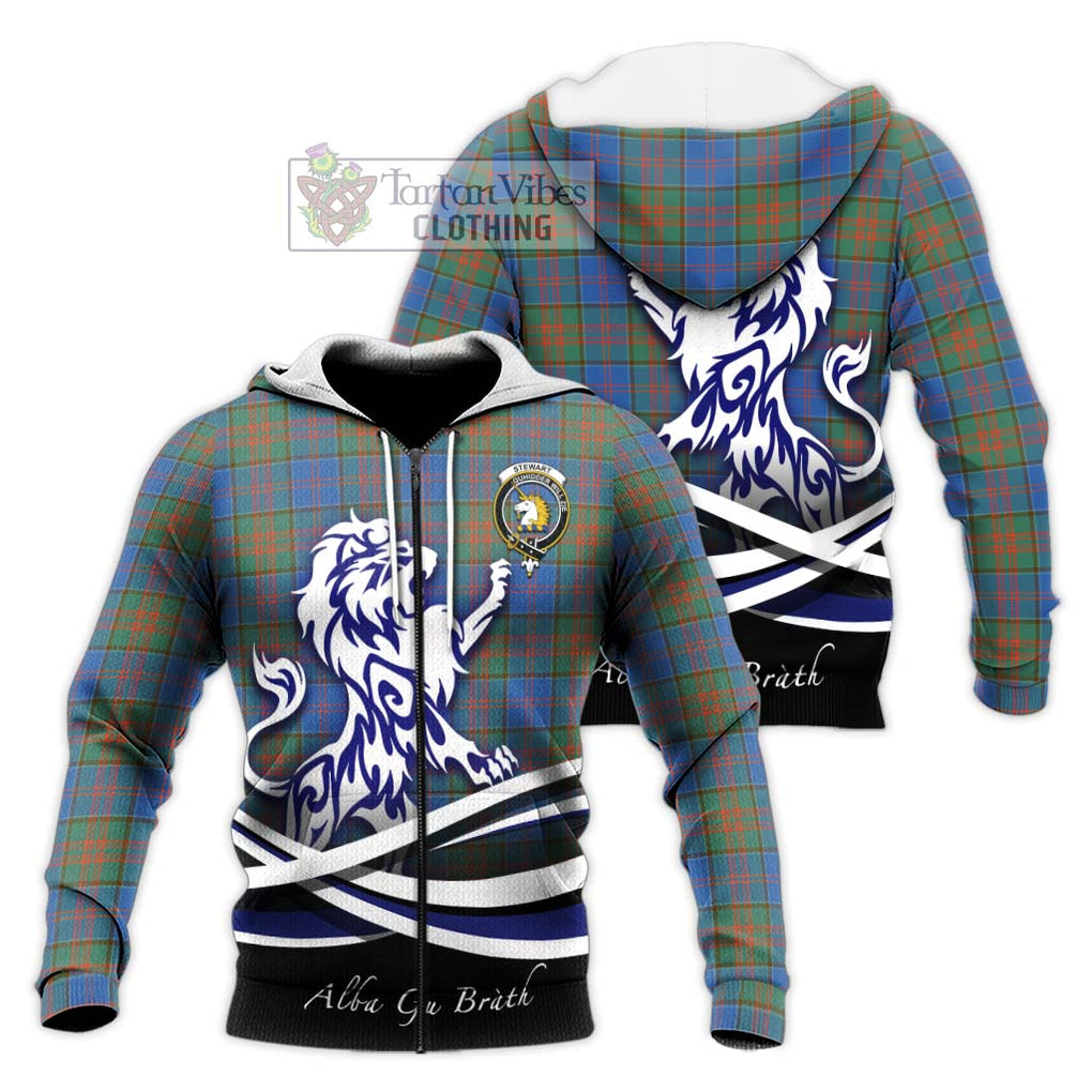 Stewart of Appin Hunting Ancient Tartan Knitted Hoodie with Alba Gu Brath Regal Lion Emblem Unisex Knitted Zip Hoodie - Tartanvibesclothing Shop