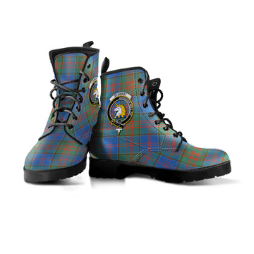 Stewart of Appin Hunting Ancient Tartan Leather Boots with Family Crest