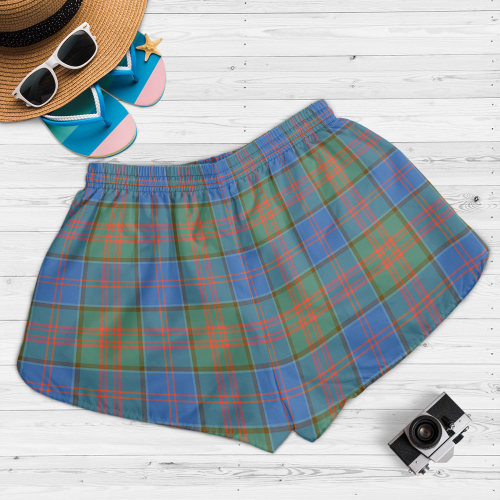 stewart-of-appin-hunting-ancient-tartan-womens-shorts-with-family-crest