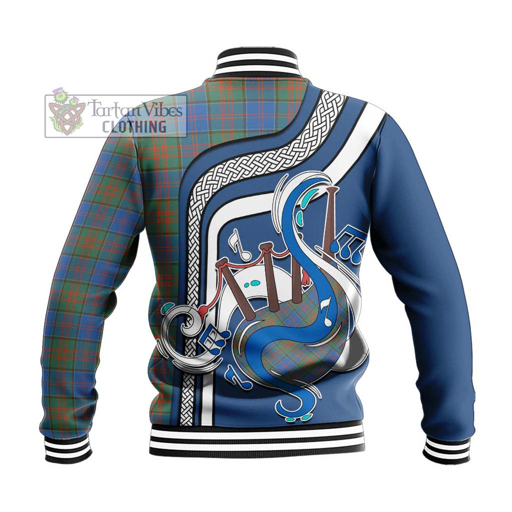 Tartan Vibes Clothing Stewart of Appin Hunting Ancient Tartan Baseball Jacket with Epic Bagpipe Style