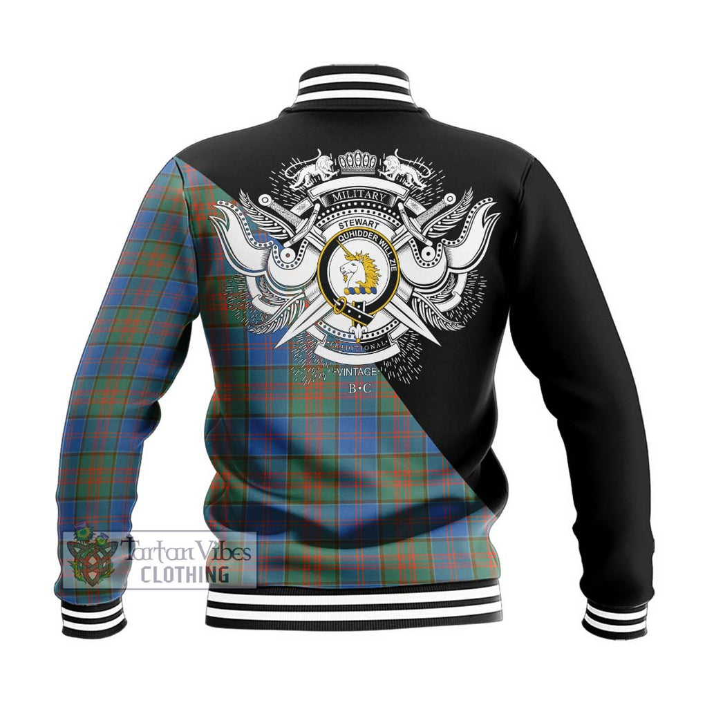 Stewart of Appin Hunting Ancient Tartan Baseball Jacket with Family Crest and Military Logo Style - Tartanvibesclothing Shop