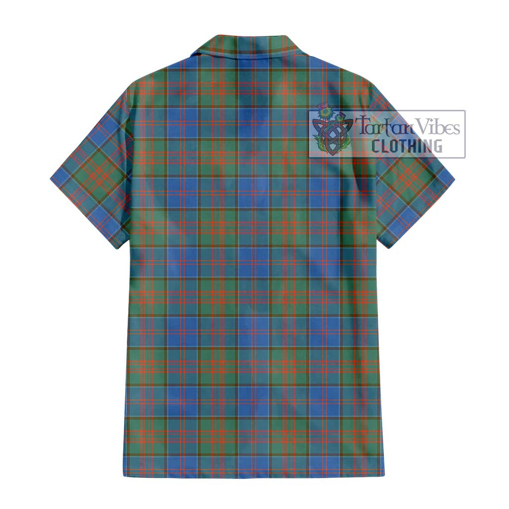 Stewart of Appin Hunting Ancient Tartan Short Sleeve Button Shirt with Family Crest DNA In Me Style - Tartanvibesclothing Shop