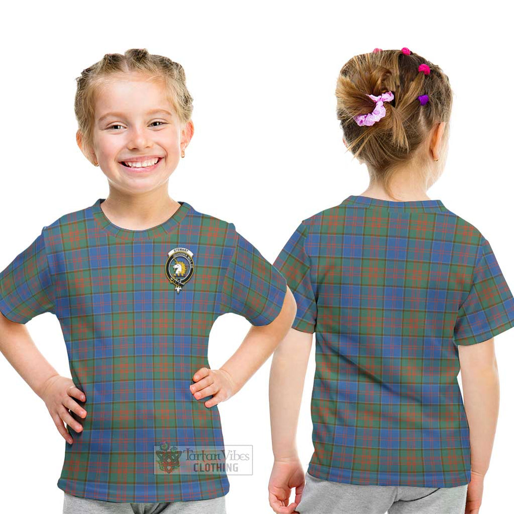 Stewart of Appin Hunting Ancient Tartan Kid T-Shirt with Family Crest - Tartanvibesclothing Shop