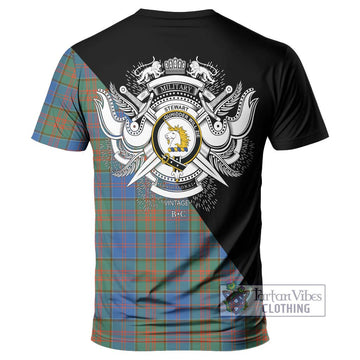 Stewart of Appin Hunting Ancient Tartan T-Shirt with Family Crest and Military Logo Style