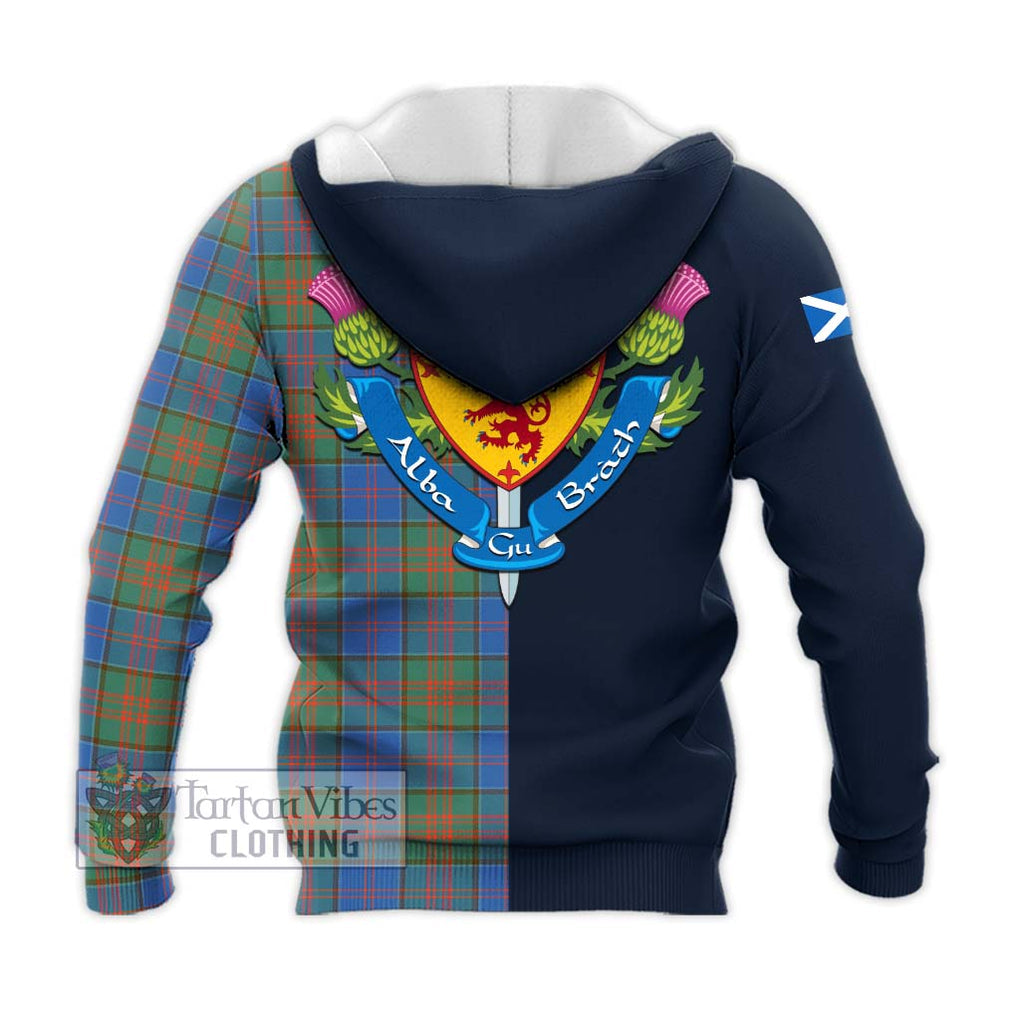 Tartan Vibes Clothing Stewart of Appin Hunting Ancient Tartan Knitted Hoodie with Scottish Lion Royal Arm Half Style